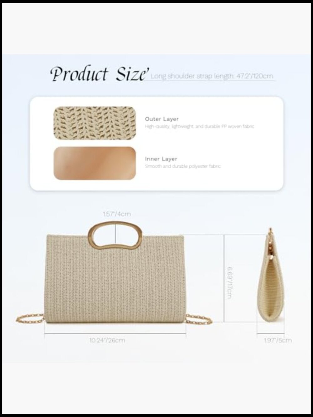 Straw Woven Clutch Purse Evening Bag Beach Vacation Handbag Top Handle Crossbody - Picture 4 of 7